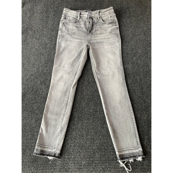 Judy Blue Denim - Judy Blue Los Angeles Grey Skinny Fit Jeans Raw Released Hem Distressed 11/30